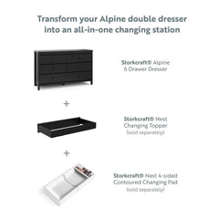 Alpine 6 Drawer Dresser Black GREENGUARD Gold Certified Nursery Furniture-2