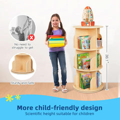 Kids Rotating Corner Bookshelf Three Tier Space Saver-2