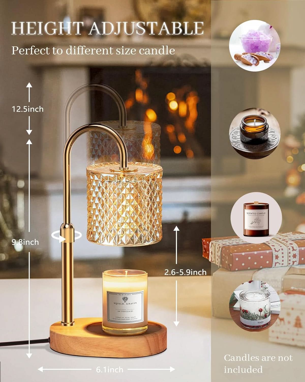 Candle Warmer Lamp Dimmer Featuring Adjustable Height