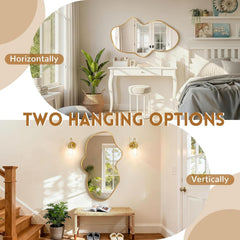 Gold Irregular Shatter proof Wall Mirror 22x36 Bathroom-1