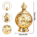 Metal Ramadan Lanterns 10" Gold Electric Candle Holders-1