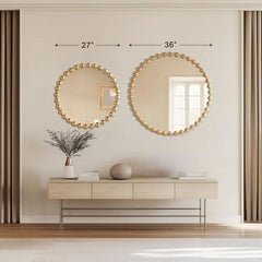 Round Wall Mirror With Gold Metal Frame 27 Inch Entryway-4