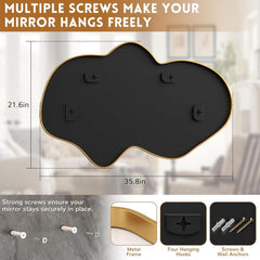Gold Irregular Shatter proof Wall Mirror 22x36 Bathroom-3