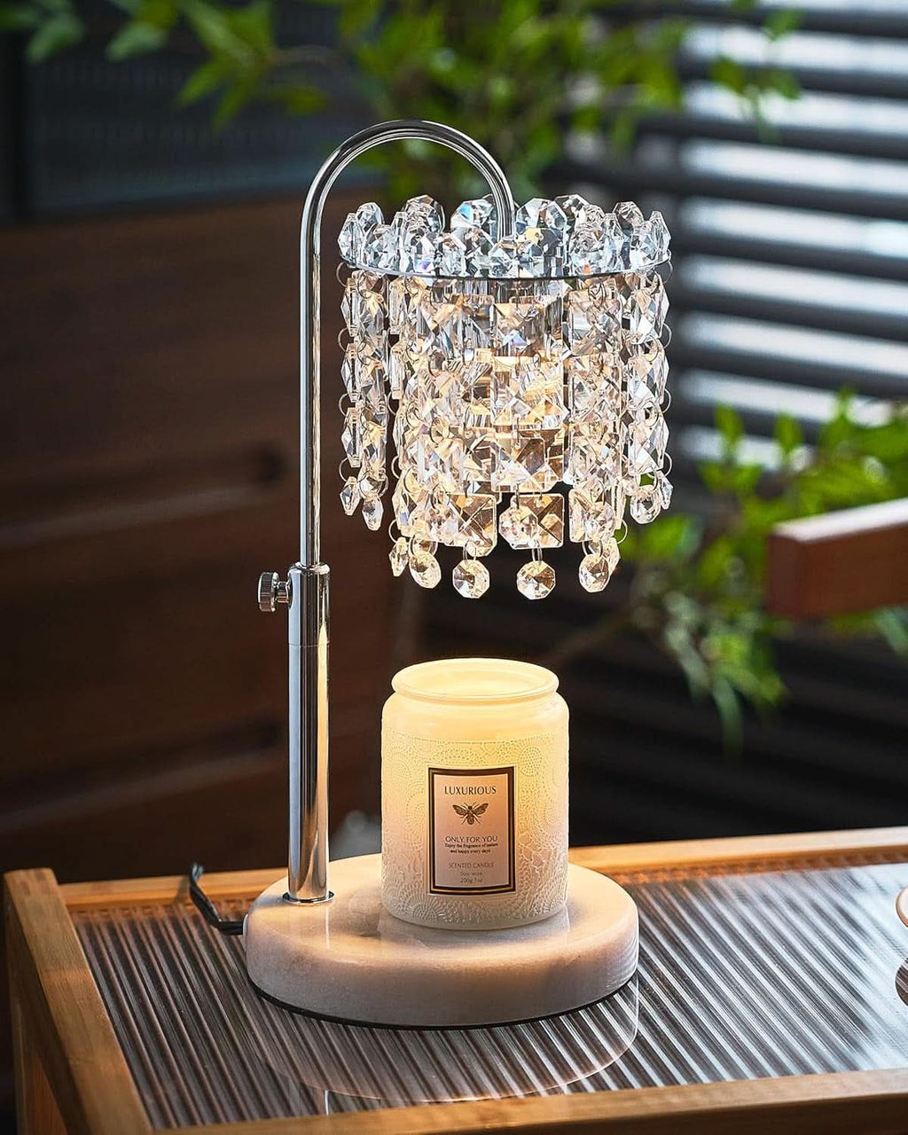Crystal Candle Warmer Lamp Adjustable Dimmer Silver
