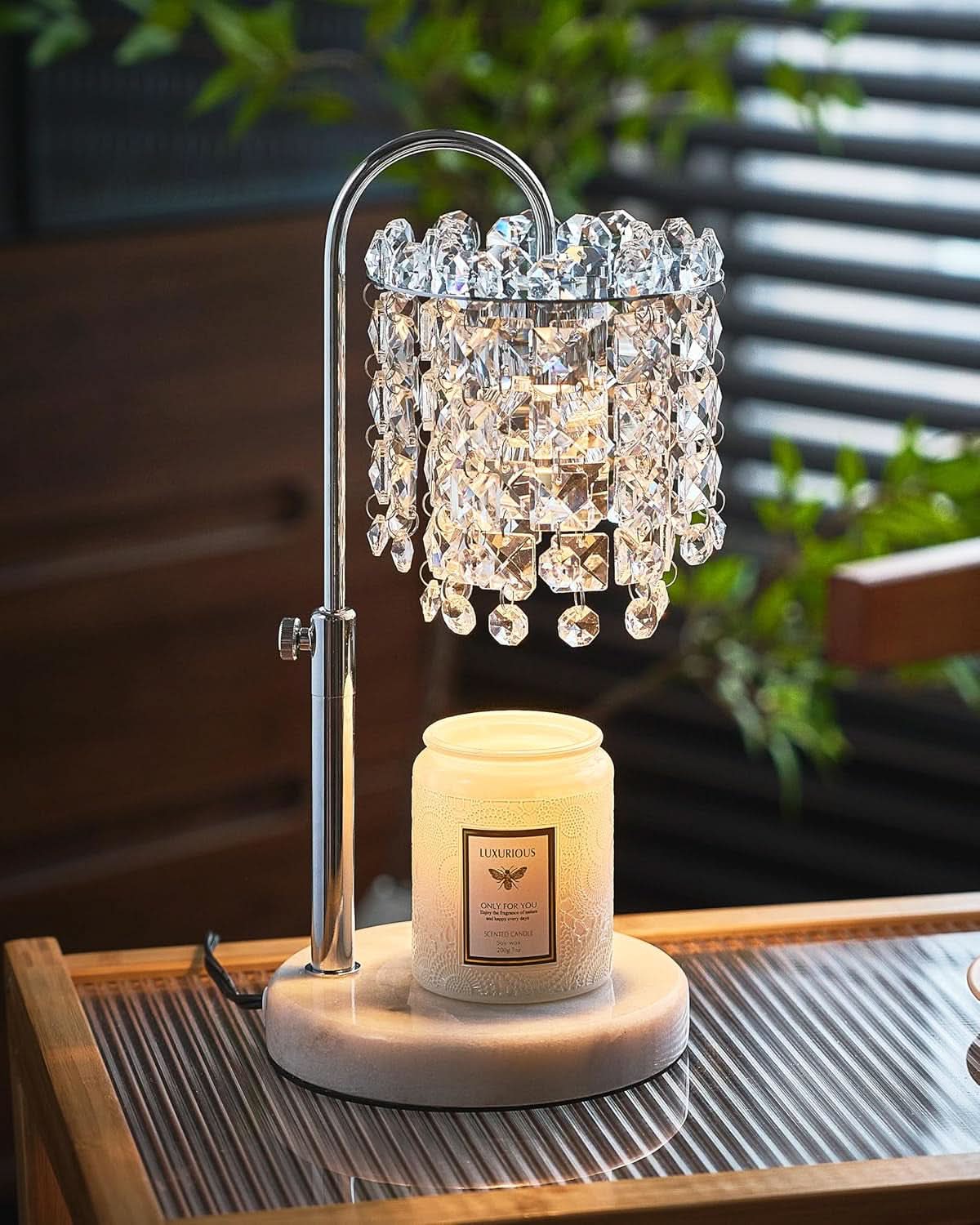 Crystal Candle Warmer Lamp Adjustable Dimmer Silver
