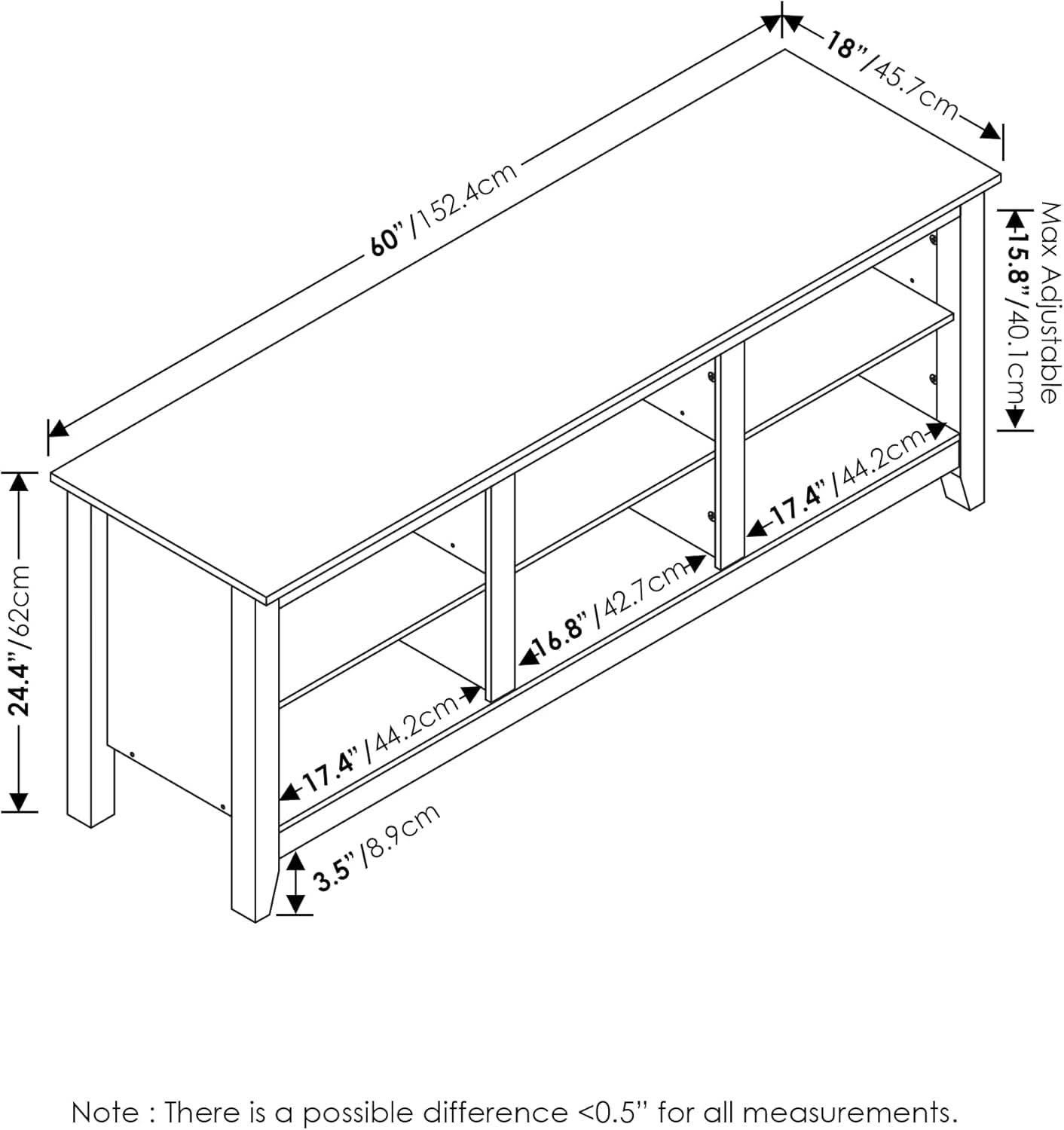Jensen 65 Inch White Entertainment Center With TV Stand-2