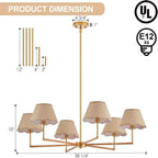 39 Inch Boho Rattan Chandelier Pendant Light 6 Lights-4
