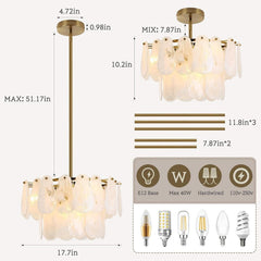 Gold Cloud Glass Chandelier 17.7 Inch Handcrafted Light-3