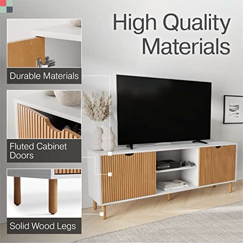 Modern 70 Inch TV Stand With Durable Adjustable Shelves-2