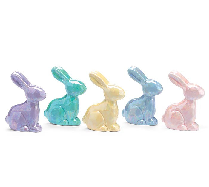 4.25" Iridescent Porcelain Bunny Figurine-0