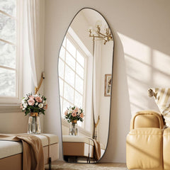 67x24 Oversized Diamond Floor Mirror Black Aluminum-0