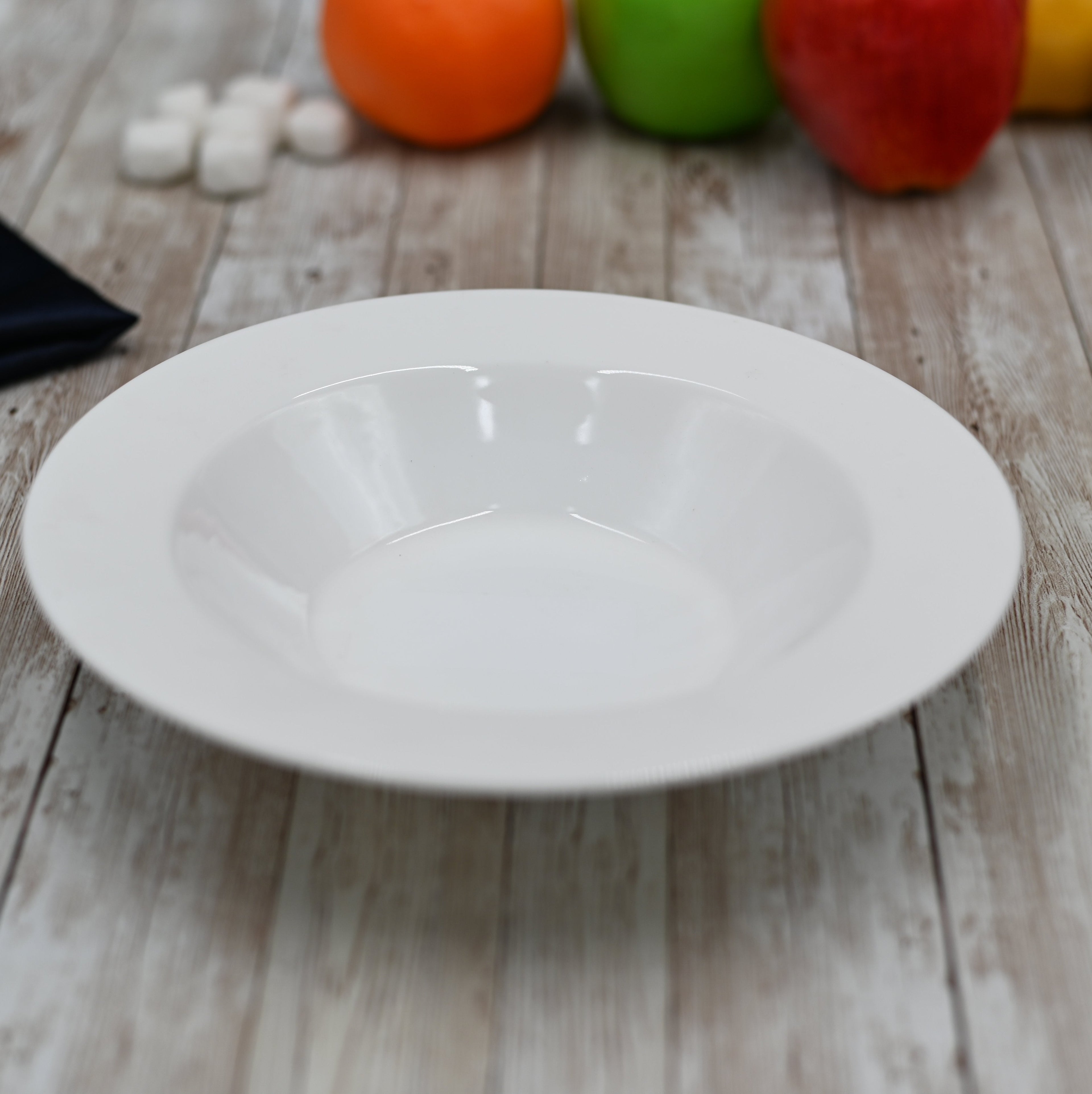 Professional Rolled Rim White Deep Plate 8" inch | 8 Fl Oz-0