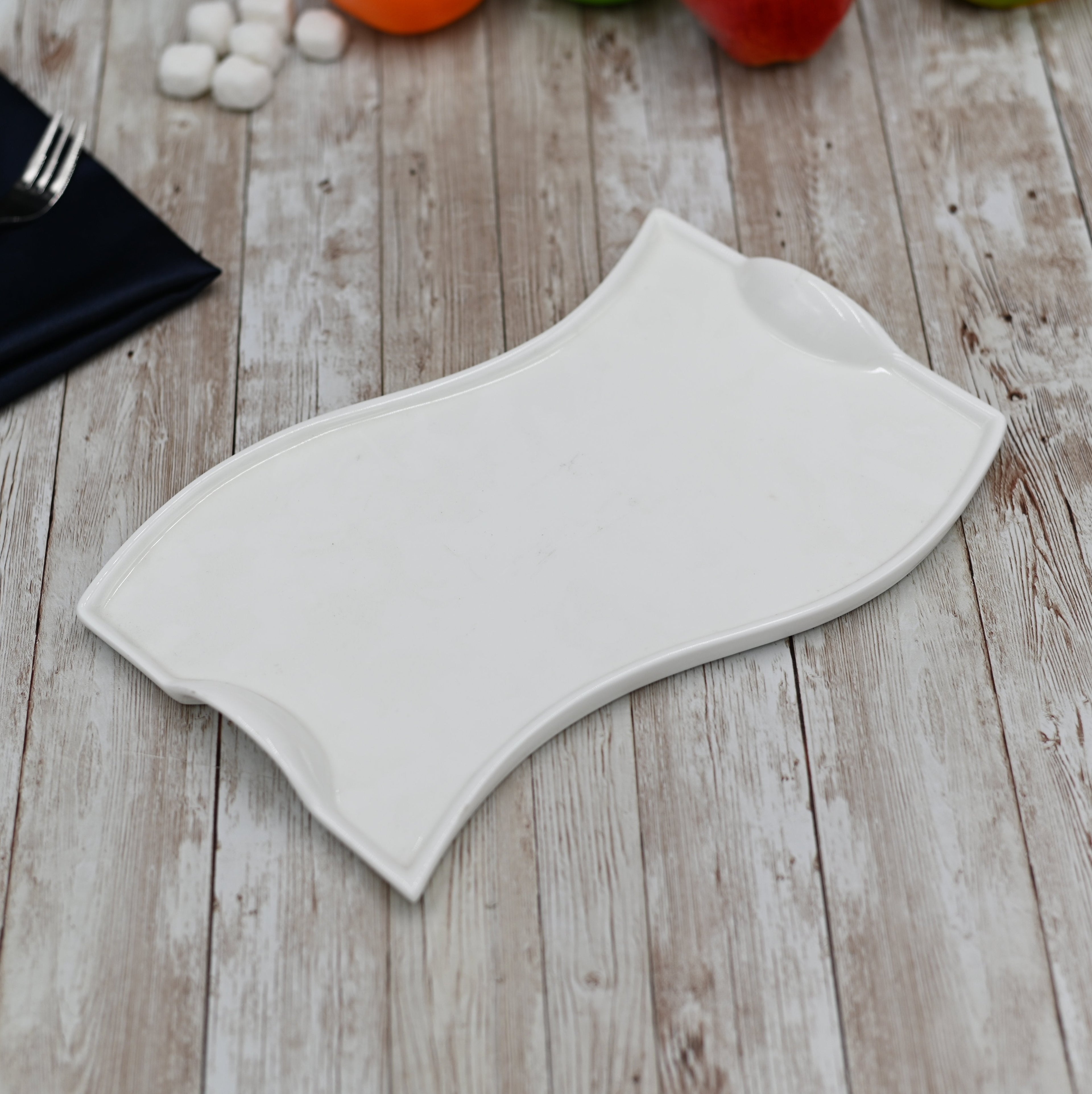 Flat Porcelain White Dish With Handles 12" inch | 31 Cm-0