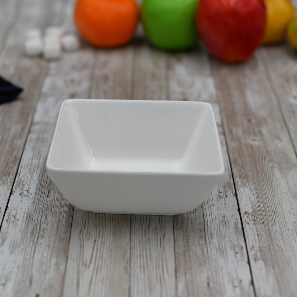 Set Of 6 White Square Snack / Sauce Dish 4.75" inch X 4.5" inch X 2.5" inch |11 Fl Oz-0