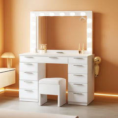 Premium Makeup Vanity With Illuminated Mirror Eleven Drawers-0