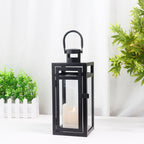 12'' High Metal Decorative Candle Lantern (Black)-3