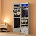 47.2 Inch Tall Lockable Jewelry Cabinet With Mirror Gray-4