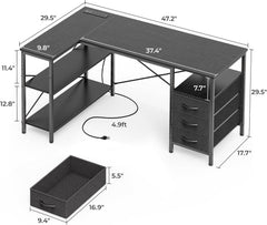 L Shaped Desk 47 Inch With Power Outlets And Ample Storage-2