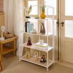 No Assembly Foldable Bookshelf 4 Tier White Bookcase-2