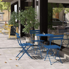 Peacock Blue Folding Patio Bistro Set 3 Piece Outdoor-3
