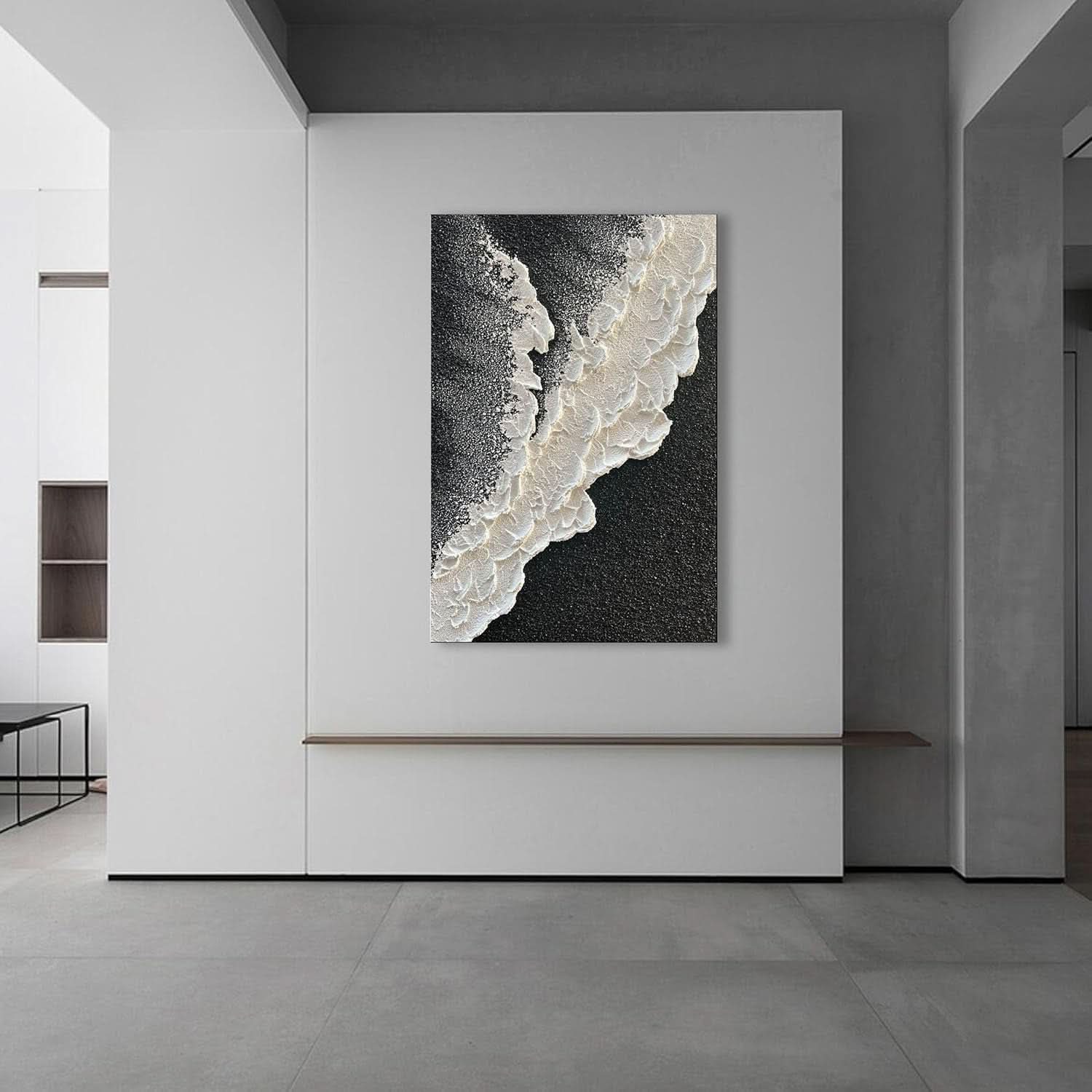 Black White Oil Painting On Canvas 24x36 Inches Wide-2