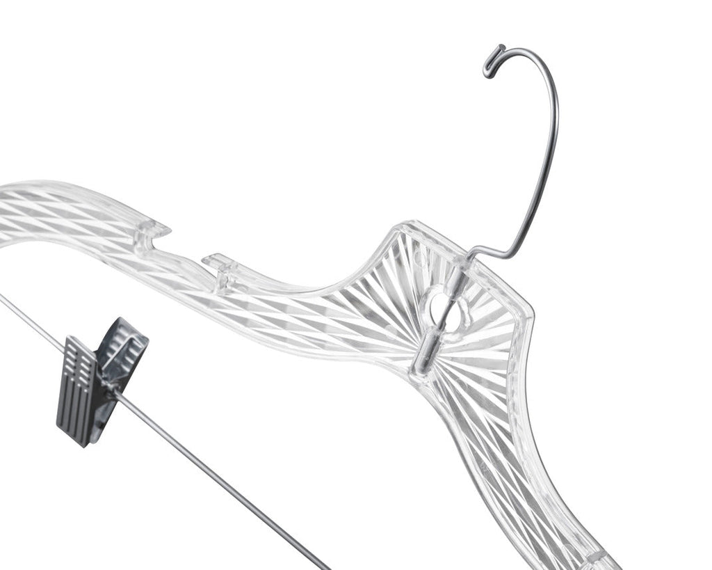 Crystal Clear Hangers with Clips, 360 Swivel Hook - 100 Pack