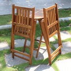 Acacia Round Folding Bistro Table And Chair Set Outdoor-3