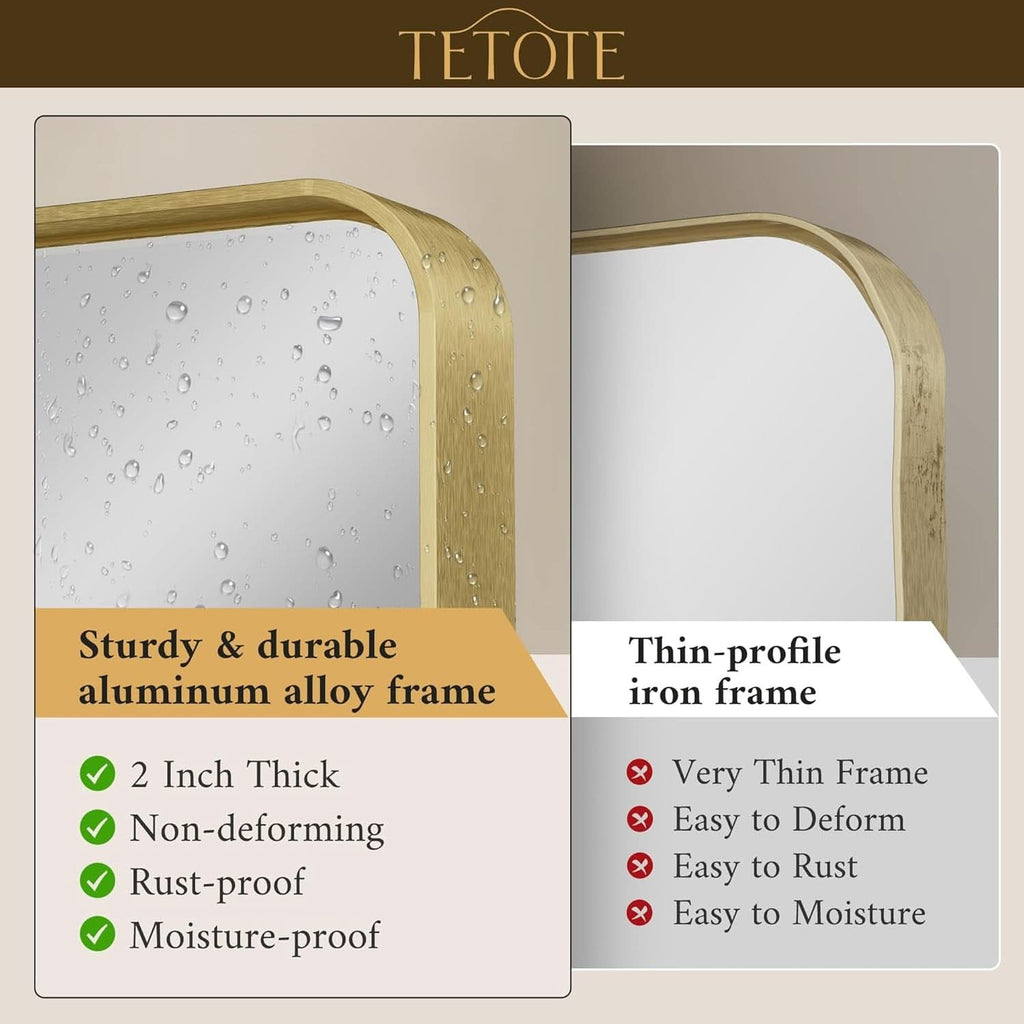 40 By 30 Inch Brushed Brass Bathroom Mirror Wall Mounted-1