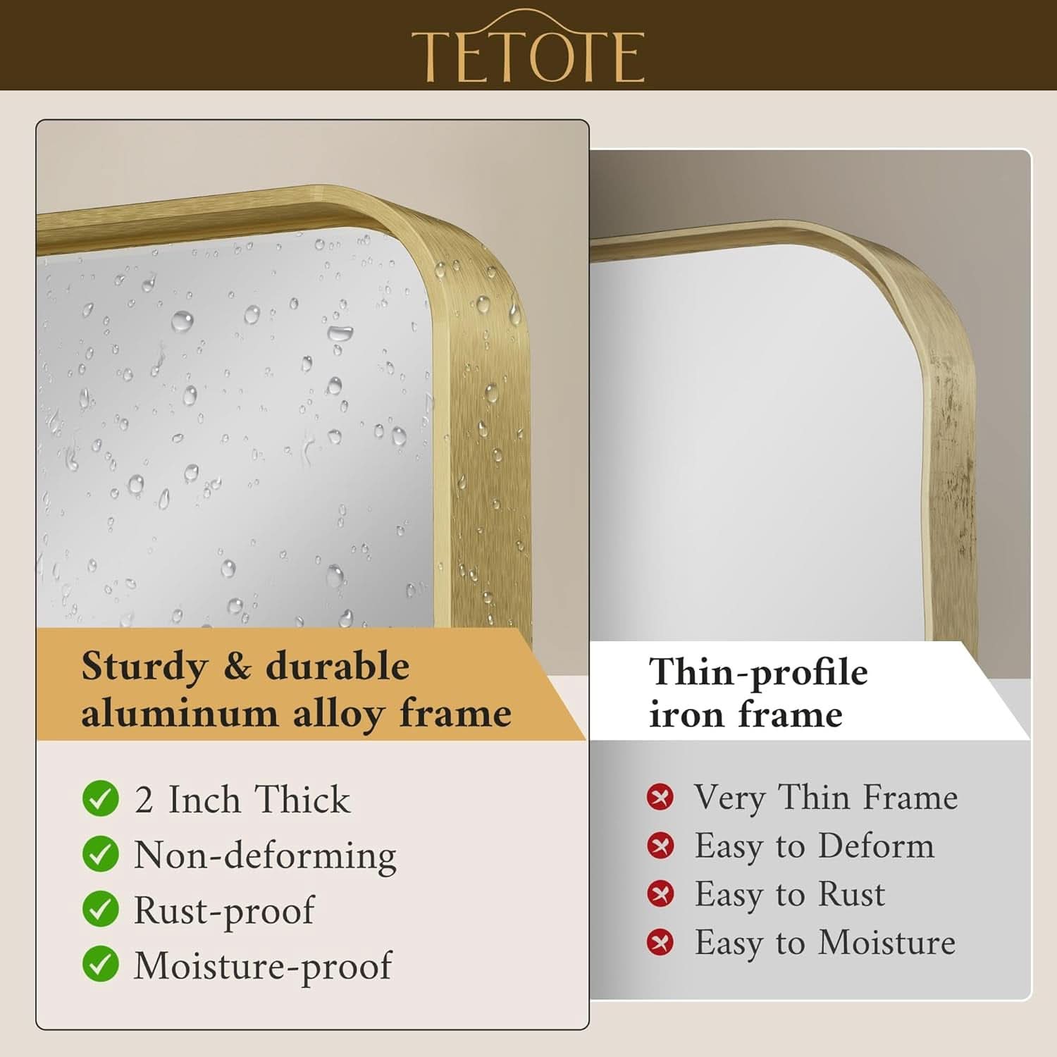 40 By 30 Inch Brushed Brass Bathroom Mirror Wall Mounted-1