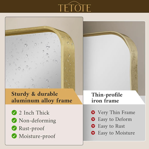 40 By 30 Inch Brushed Brass Bathroom Mirror Wall Mounted-1