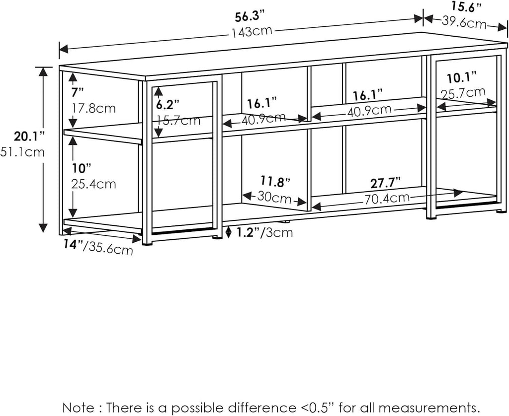 Entertainment Center TV Stand 65 Inch With Metal Frame Americano Black-1