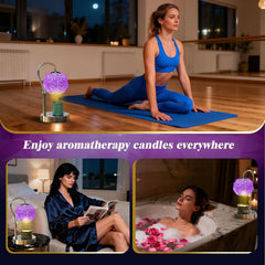 Purple Crystal Quartz Gemstone Candle Warmer Lamp LED