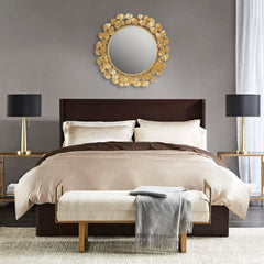 Round Wall Mirror 30.5 Inch Iron Eden Gold For Living Room-1