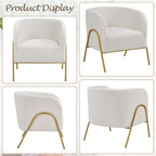 (Set of 2) 27" Ivory Boucle Accent Chairs With Gold Legs