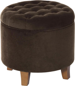Brown Velvet Upholstered Ottoman With Concealed Storage-3