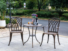 Bistro Set 3 Piece Rustproof Cast Aluminum Furniture Bronze-3