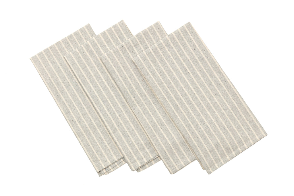 Cloth Napkins - Grey Striped and Natural Striped