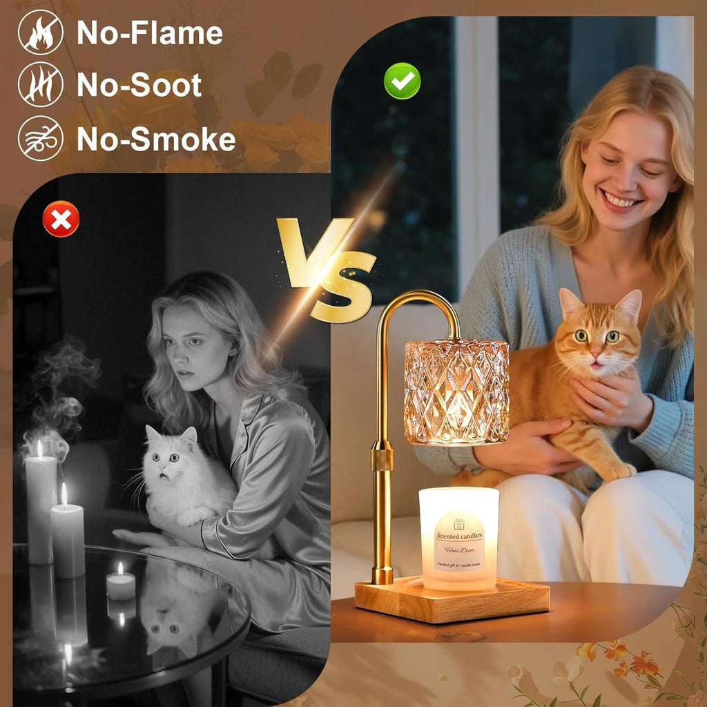 Candle Warmer Lamp With Programmable Timer Amber Glass