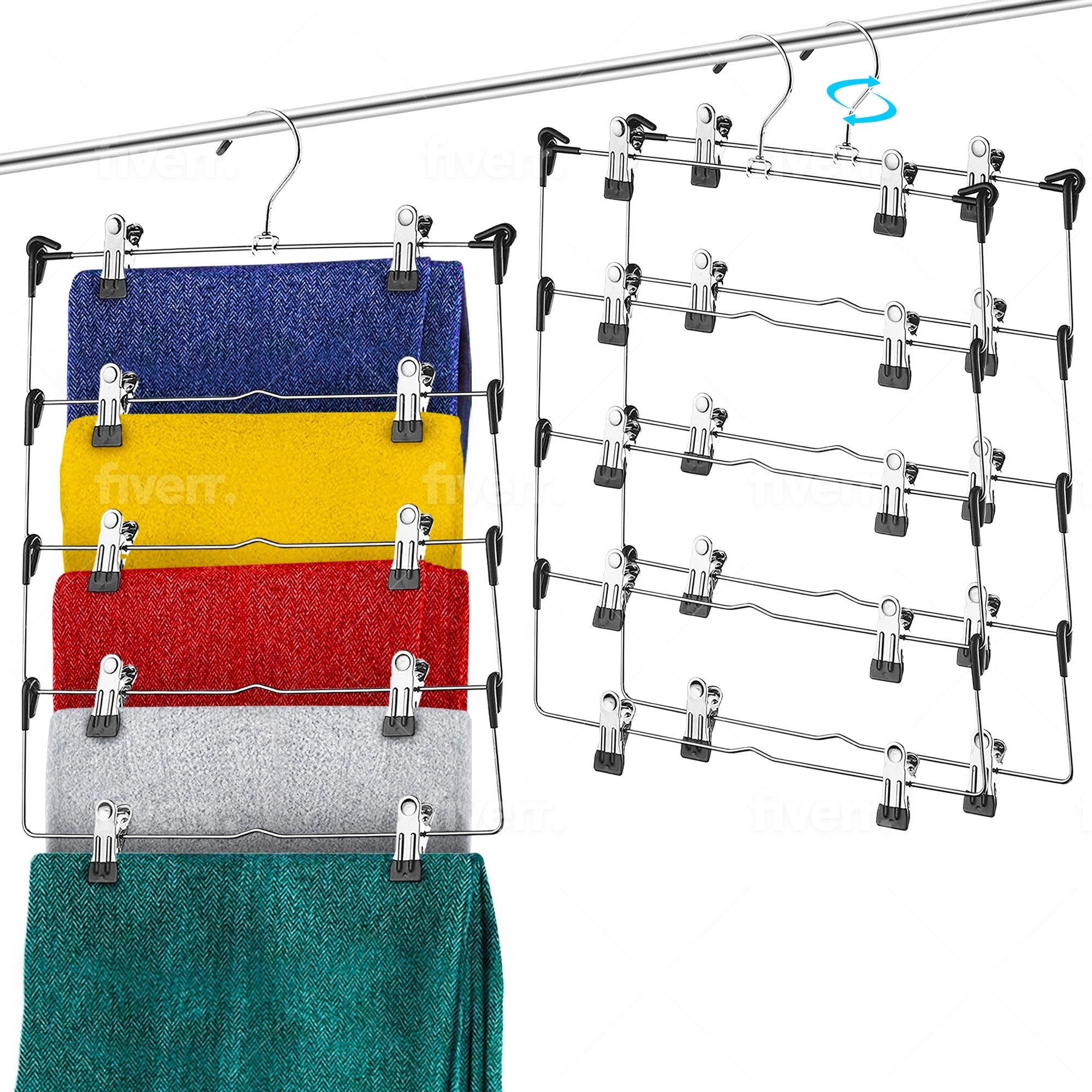 DEILSY™ 5-Tier Skirt Hangers with Sturdy Clips, Foldable (3 Pack)