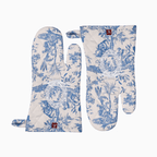 French Toile de Jouy Premium Cotton Oven Mitts