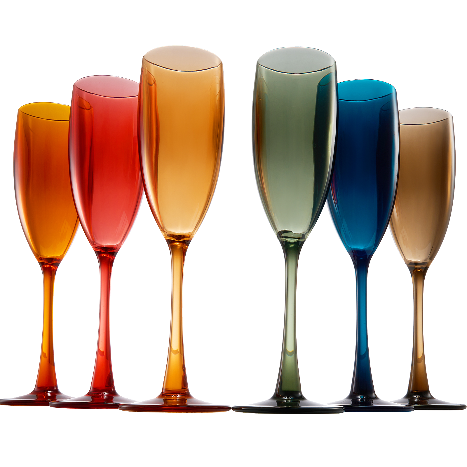 Unbreakable Pastel Color Acrylic Champagne Flutes Glasses | Set of 6