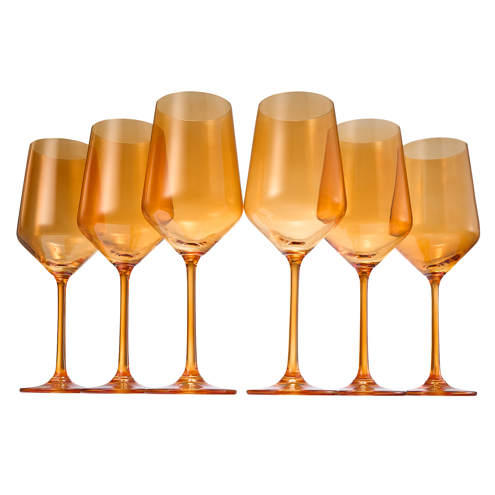 Colored Wine Glass Set,12 oz Glasses Set of 6 (Amber)-0
