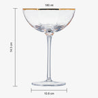 Vintage Crystal Champagne Coupe Gold Rim Hexagonal Angled Glasses | Set of 4 | 6 oz-4