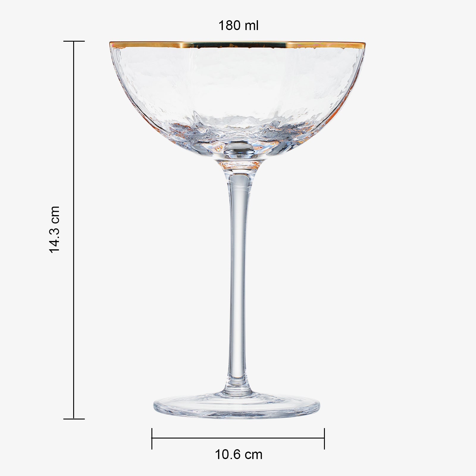 Vintage Crystal Champagne Coupe Gold Rim Hexagonal Angled Glasses | Set of 4 | 6 oz-4