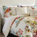 Bebejan Antique Flowers Ivory 5 Piece Reversible Comforter Set