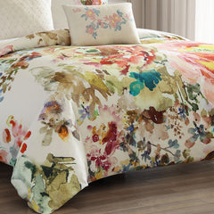 Bebejan Antique Flowers Ivory 5 Piece Reversible Comforter Set