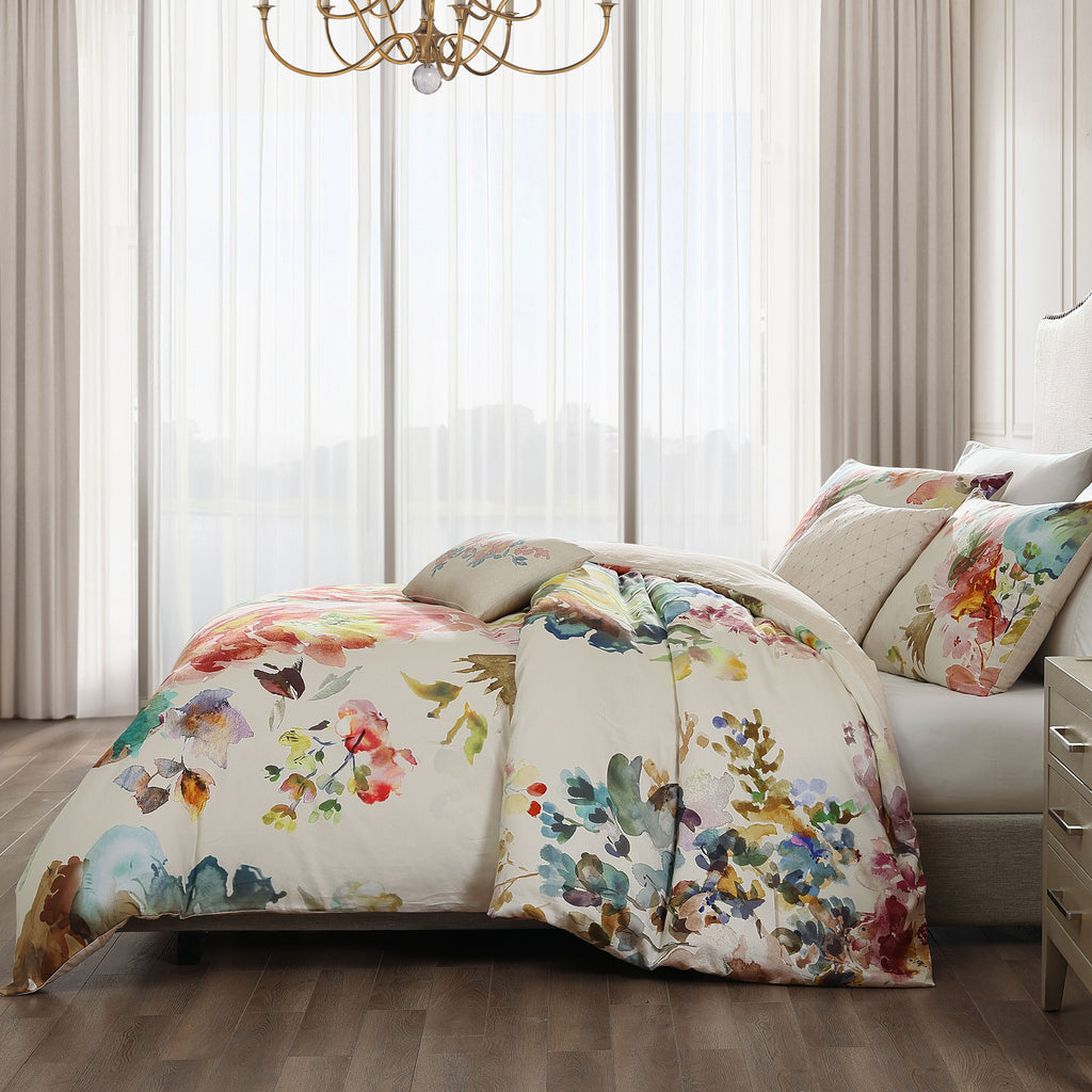 Bebejan Antique Flowers Ivory 5 Piece Reversible Comforter Set