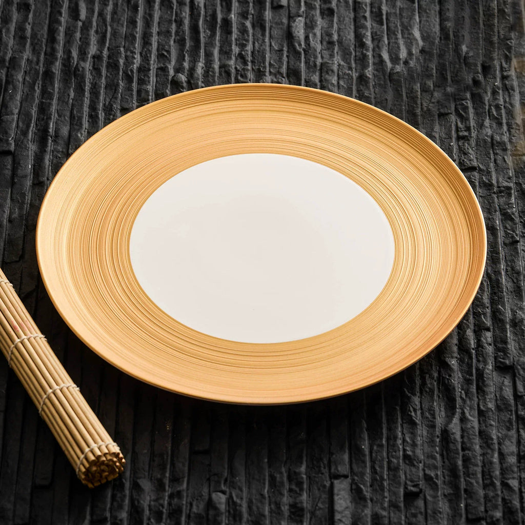 Aurelian Radial 13-Inch Fine Ceramic Flat Plate – Minimalist Sculptural Series-3