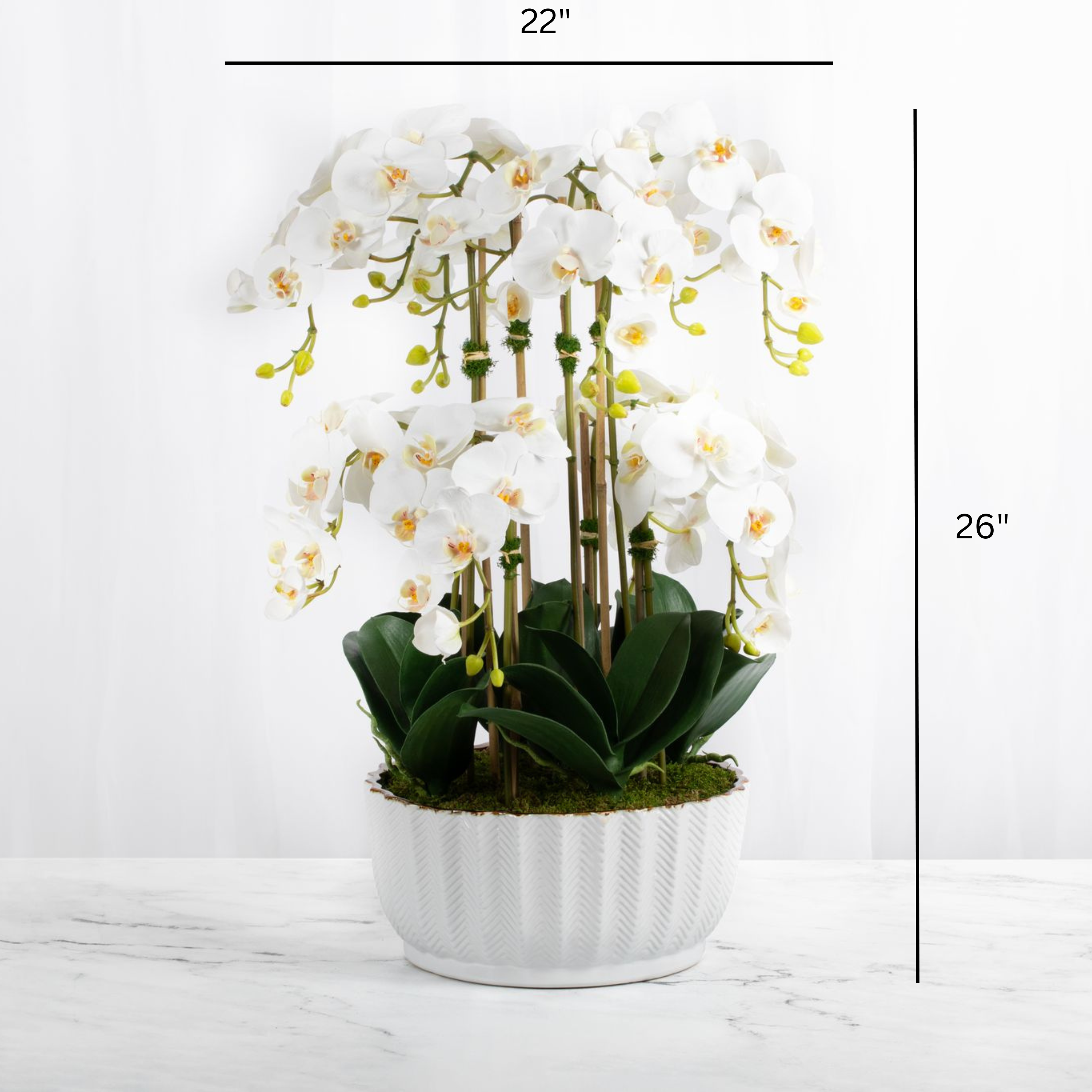Faux orchid centerpiece in white vase-1