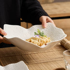 Matte Lattice Irregular Square Plate – Artisanal Sculptural Dinnerware Collection-3